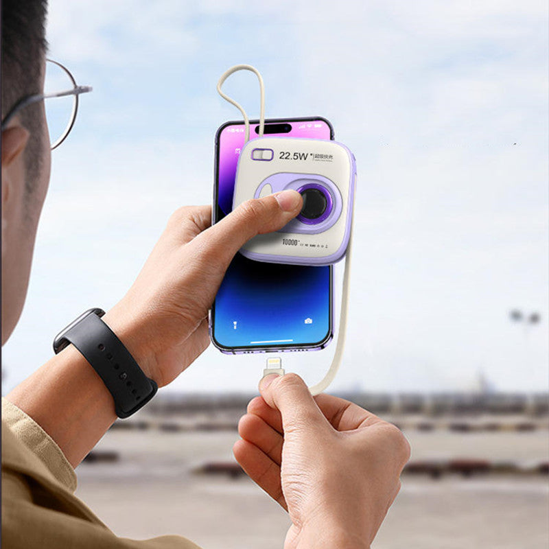 Sandsberg | Dual Fast Charge Digital Display Slim 10000mAh Tragbare Powerbank mit integrierten Kabeln