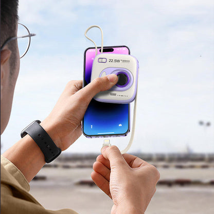 Sandsberg | Dual Fast Charge Digital Display Slim 10000mAh Tragbare Powerbank mit integrierten Kabeln