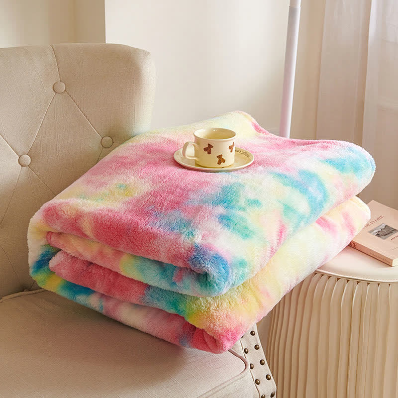 Bunte, warme, flauschige Decke mit Batikmuster
