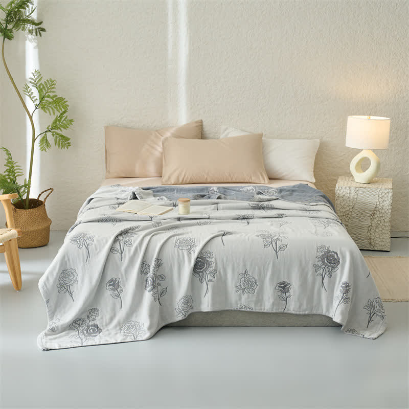 Jacquard-Steppdecke aus vierlagiger Baumwollgaze
