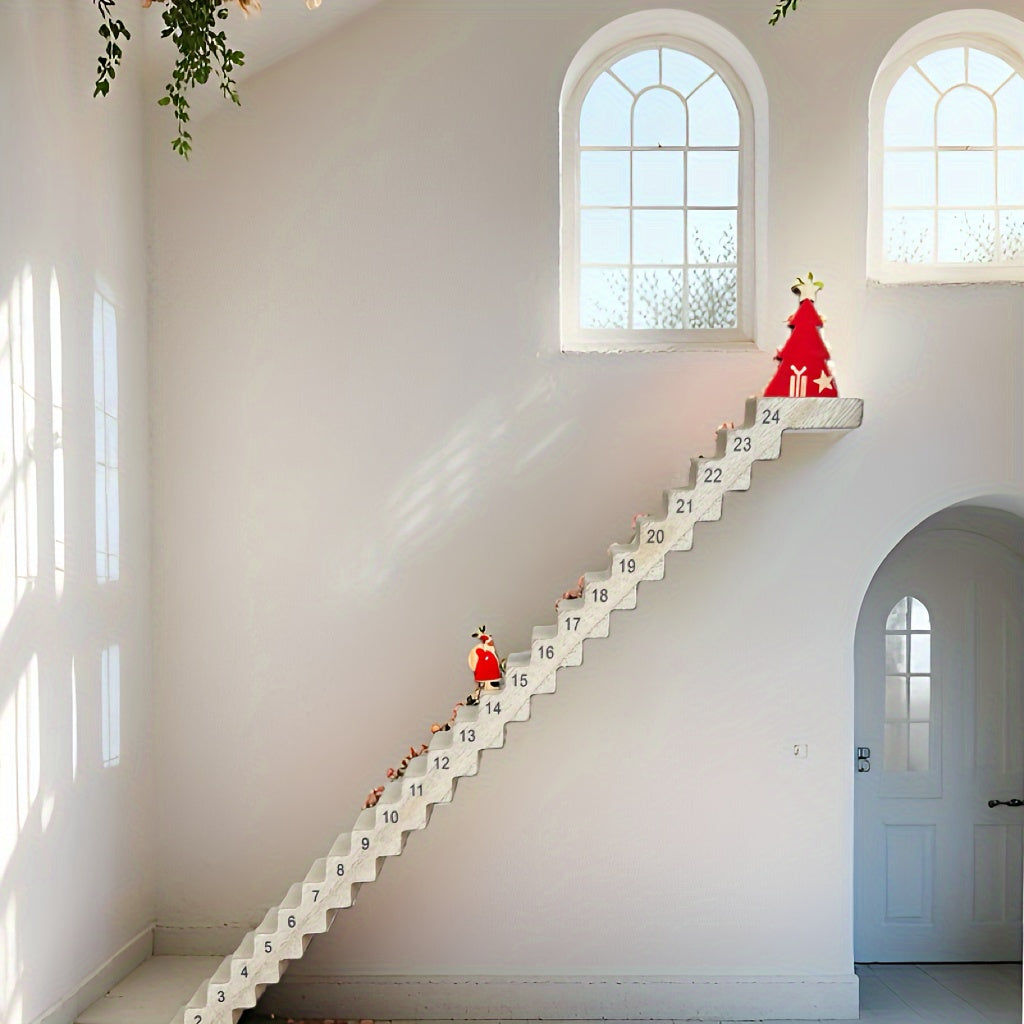 Sandsberg | Santa Adventskalender – 24-tägiger Holz-Weihnachtscountdown mit englischem Text, Tischdeko für Feiern, Zuhause und festliche Displays