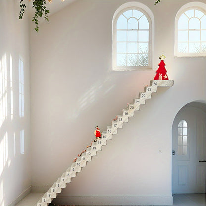 Sandsberg | Santa Adventskalender – 24-tägiger Holz-Weihnachtscountdown mit englischem Text, Tischdeko für Feiern, Zuhause und festliche Displays