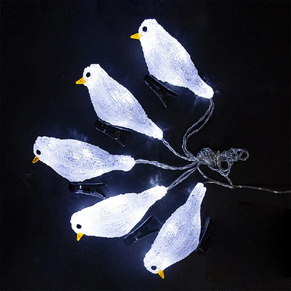 LED Vogel-Lichterkette für Innen- und Außenbereich – Dekorative, Wetterfeste Beleuchtung für Garten & Balkon