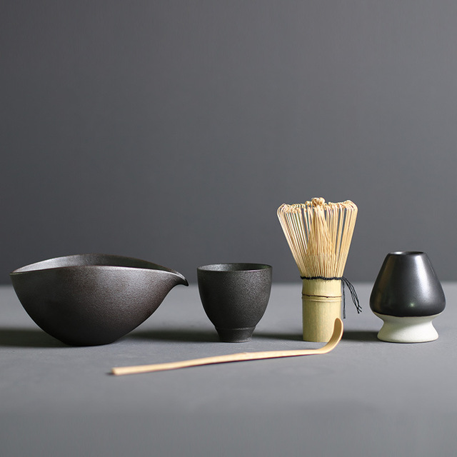Premium Matcha Tee Zeremonie Set – Bambus Besen & Keramikschüssel