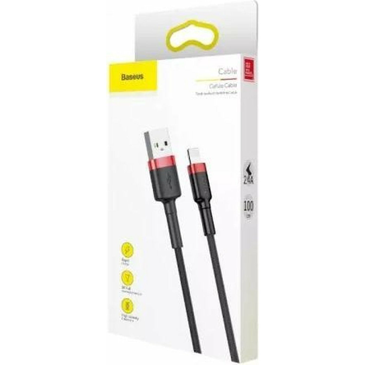 Baseus iPhone-Ladekabel – USB-A-auf-Lightning-Kabel – 2 Meter – Schwarz – Robustes Nylonkabel – 480 Mbit/s – iPhone-Kabel 2 m