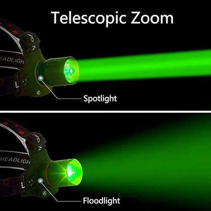 Sandsberg | Wiederaufladbare LED Stirnlampe mit Weiß-, Rot- und Grünlicht – Leistungsstarke Kopflampe mit USB und Akku