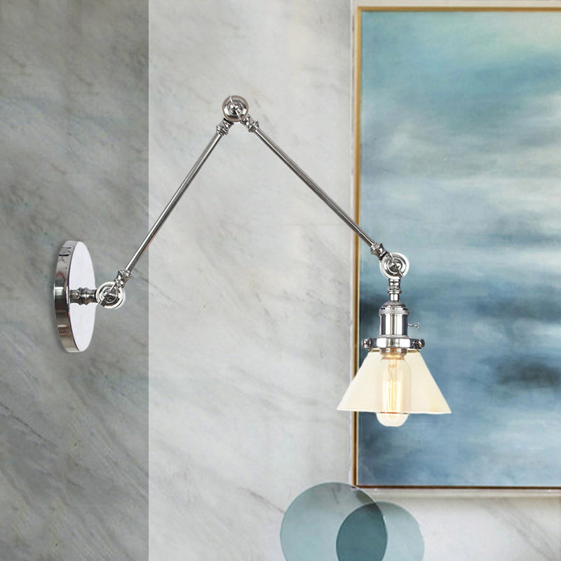 1 Licht Wandleuchte Industriell Kegelförmige Klarglas/Amberglas Wandleuchte in Schwarz/Bronze/Messing mit Verstellbarem Arm, 8“+8"/8"+8"+8" Lang