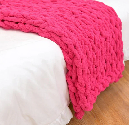 Sandsberg | Chenille Chunky Gestrickte Decke, Dicke Kabelstrickwurf für Couch Bett Sofa