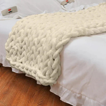 Sandsberg | Chenille Chunky Gestrickte Decke, Dicke Kabelstrickwurf für Couch Bett Sofa