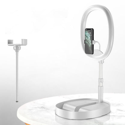 Sandsberg | Faltbarer und verstellbarer Handyhalter mit 10W kabellosem Schnellladen, bis zu 25,8 cm, Lampe, rutschfeste Platte, Mini-Regal, geeignet für Handys und Tablets