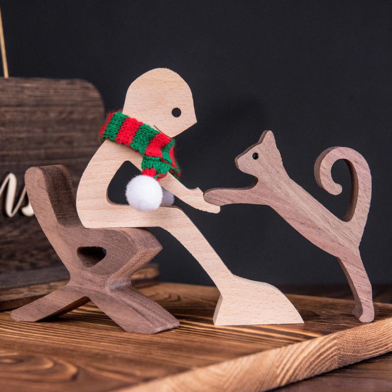 Sandsberg | Geschenk für Tierliebhaber - Holzskulptur Tischornamente - Die Liebe zwischen Ihnen und Ihrem pelzigen Freund
