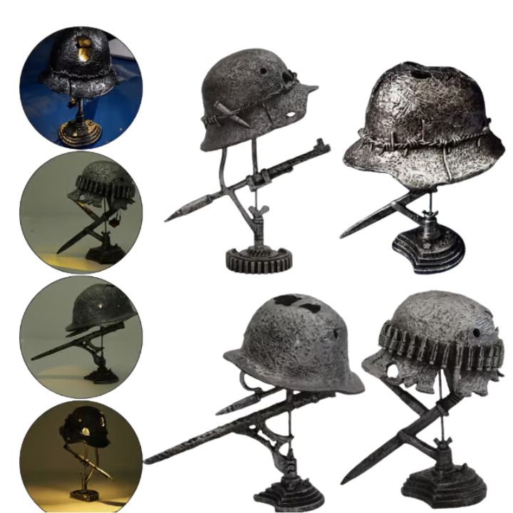 Sandsberg | AntiqueLume | Vintage Stahlhelm Tischlampe – Zeitlose historische Wohnkultur