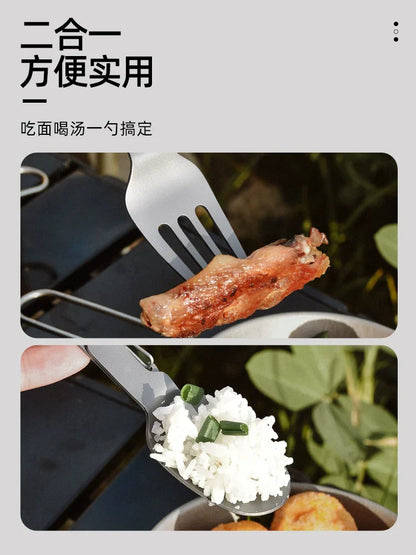 Sandsberg | Titan Camping Besteckset - Faltbarer Löffel, Gabel, Essstäbchen & Schüssel für Reisen