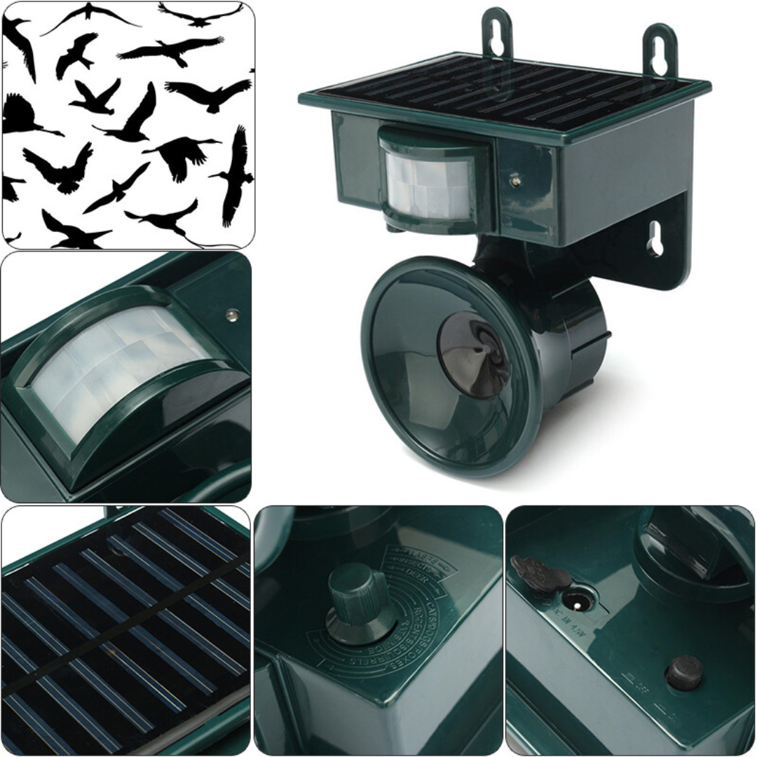 Sandsberg | TerraGuard – Wetterfester Solar-Vogelvertreiber mit PIR-Bewegungssensor & natürlichem Geräuschabwehrmittel