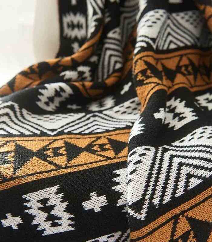 Gestrickte Decke Geometrisches Muster Boho-Stil Gewebtes Acryl 150x200 cm Groß