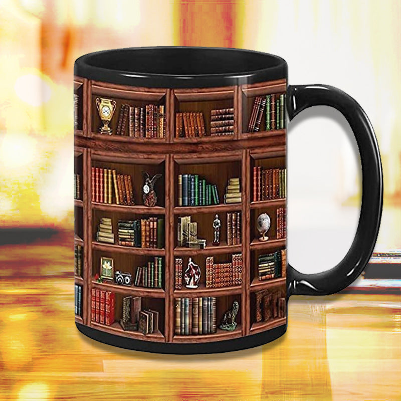 Bookself Keramik-Kaffeetasse – Geschenk für Katzenbuchliebhaber