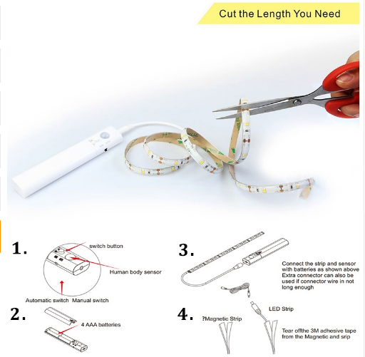Sandsberg | LED Lichtstreifen mit Fernbedienung – 2 Meter flexibler Strip für dekorative Beleuchtung in Schränken und Regalen