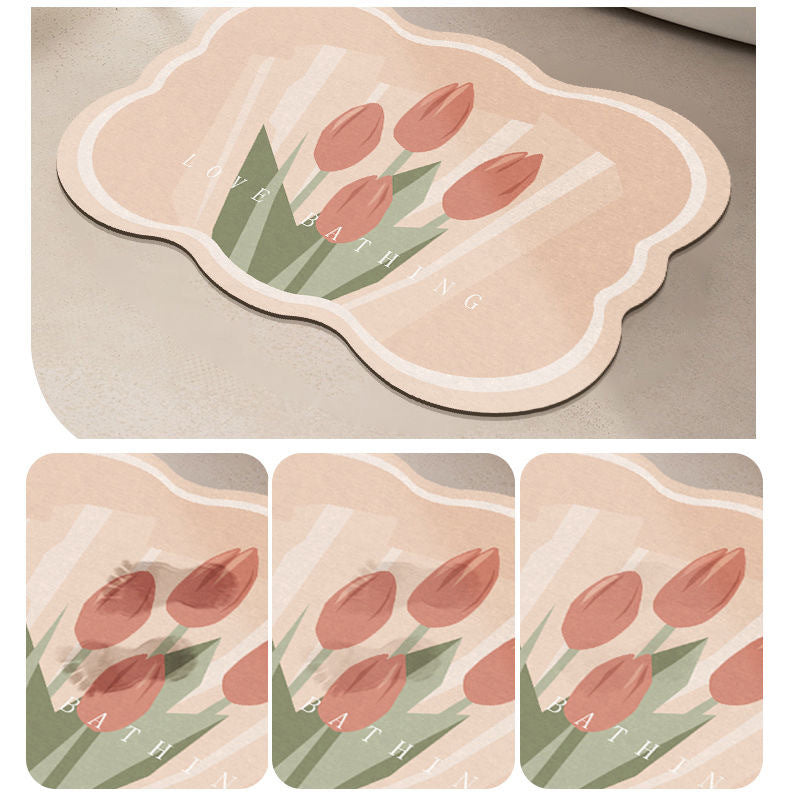 Sandsberg | Super absorbierende Blumen-rutschfeste Matte für das Badezimmer