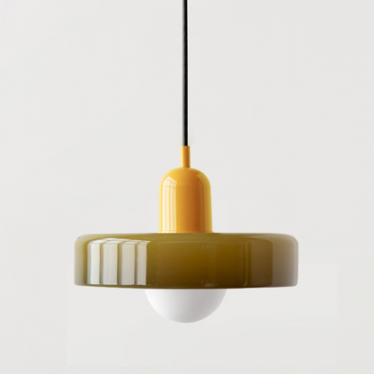 Sandsberg Pendelleuchte aus farbigem Glas | Elegante Hängeleuchte im Bauhaus-Stil | Designlampe für Wohnzimmer & Esszimmer