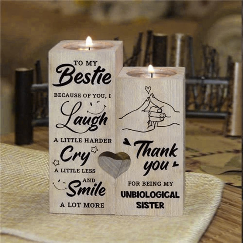 Sandsberg | Smile A Lot More - Holzkerzenhalter mit Kerze Geschenk für Ihre Lieben