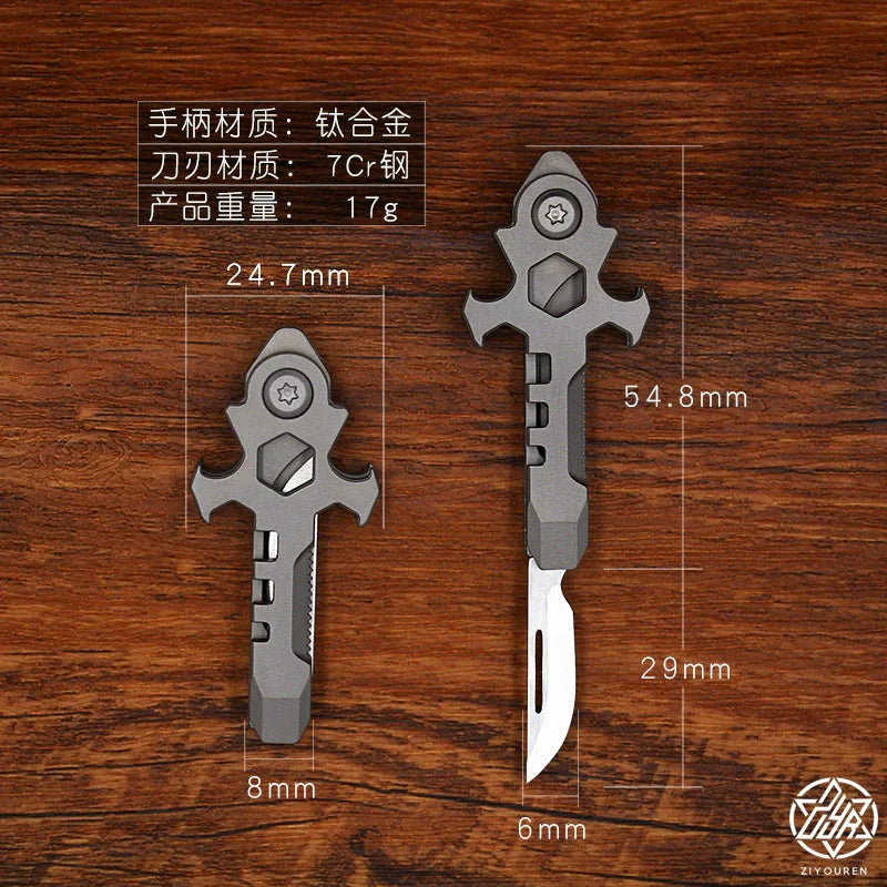Sandsberg | Titan Multi-Tool Schlüsselanhänger: Mini EDC Gadget mit Flaschenöffner & Kartonschneider