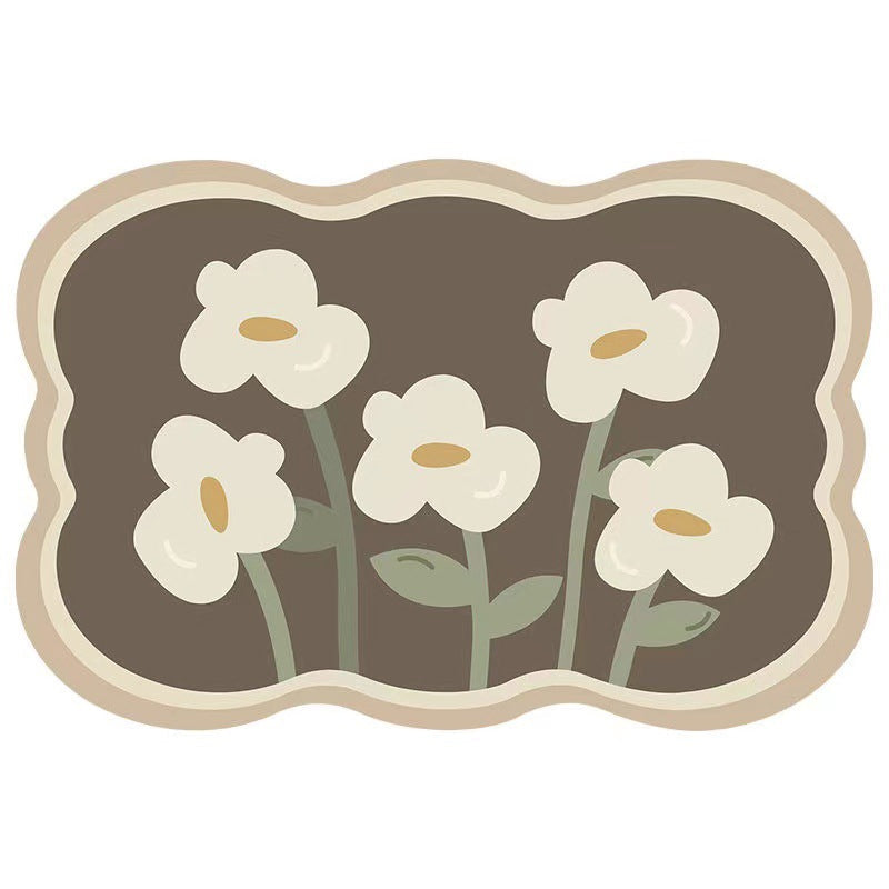 Sandsberg | Super absorbierende Blumen-rutschfeste Matte für das Badezimmer