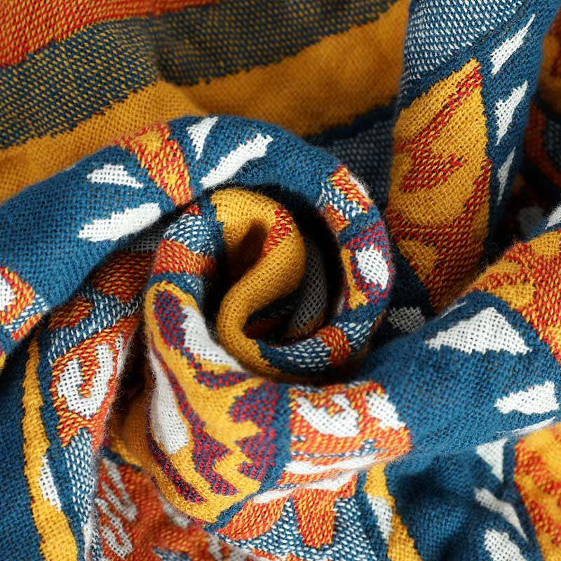 Bohemian Wende-Sommersteppdecke mit gelben Blumen
