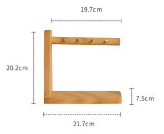 Sandsberg | Massivholz-Schlüsseletui mit 6 Schlüsselhaken und Ablagefläche, keine Installation erforderlich, geeignet zur Aufbewahrung von Schlüsseln, Brillen, Geldbörsen und mehr