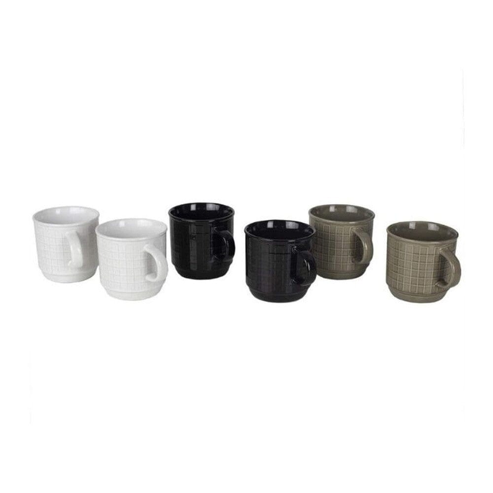 6-teiliges Set: Becherset aus Steingut mit Metallgestell