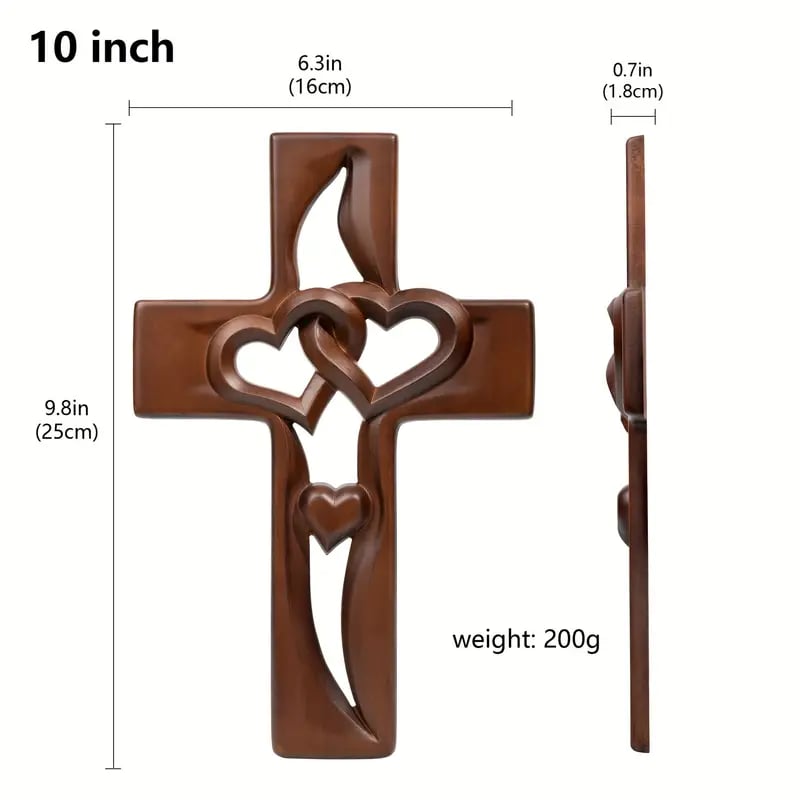 Intertwined Heart Wooden Cross