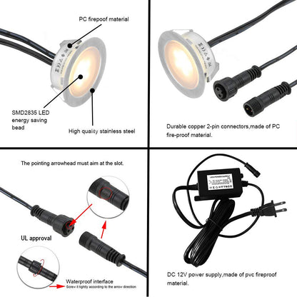 Sandsberg | Smy Lighting 6er-Pack LED Deck Lights, wasserdicht IP67, warmweiß, rostfreier Stahl, Niederspannung