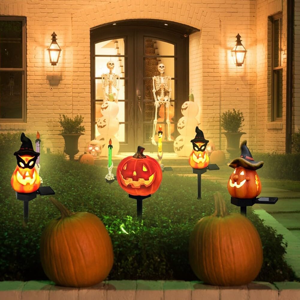 Sandsberg | Halloween Solarleuchten – Dekorative LED Gartenlichter mit Kürbis- und Hexen-Motiven