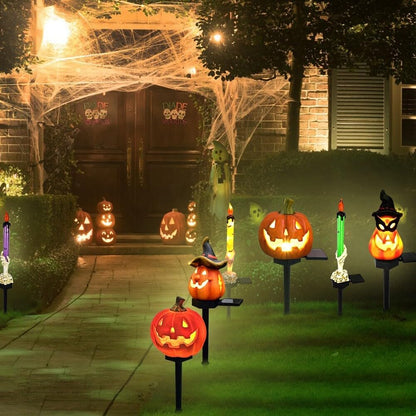 Sandsberg | Halloween Solarleuchten – Dekorative LED Gartenlichter mit Kürbis- und Hexen-Motiven
