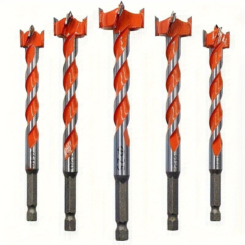 5-teiliges Hartmetall-Bohrer-Set für Holz und Schlösser – 45 Gauge Stahl Sechskant-Schäfte Präzisions-Bohrwerkzeuge