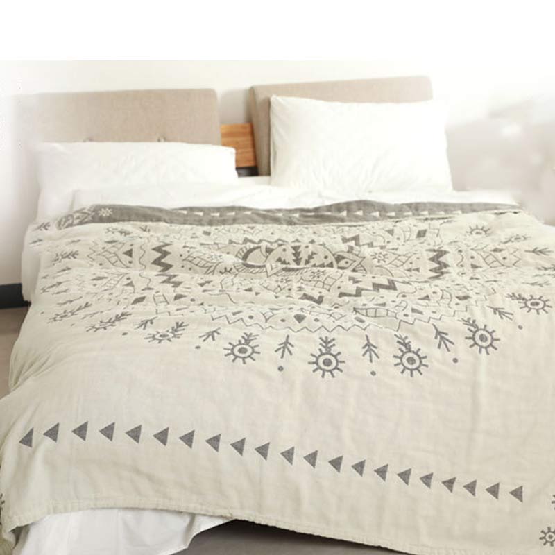 Chic Mandala Wendbare Baumwollsteppdecke mit Blumenmuster