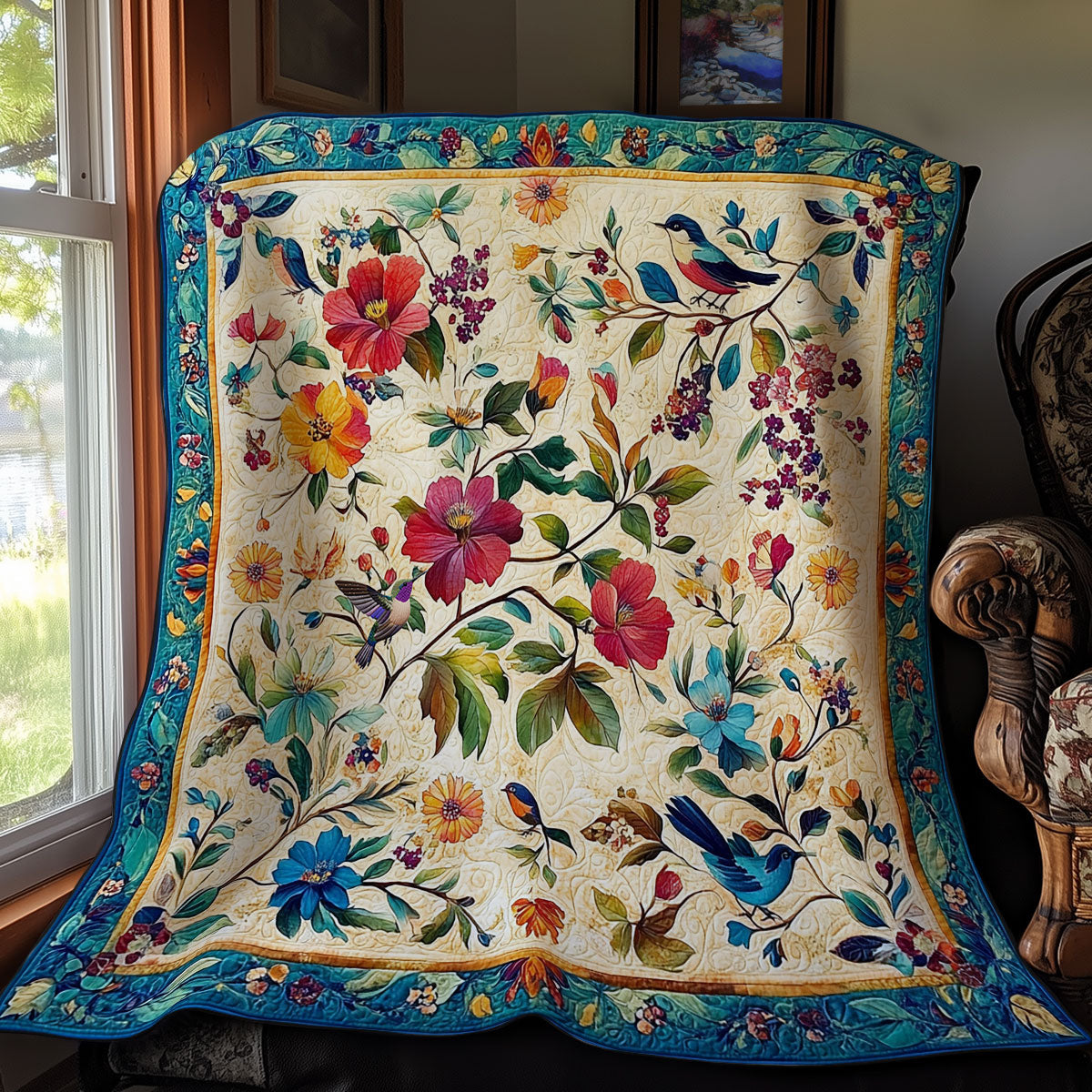 Blumen Garten Vogel Quilt