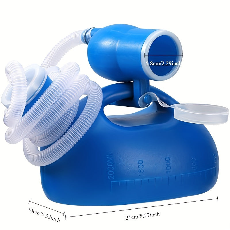 Notfallurinal für Männer – Tragbares Urinal für das Auto mit 2.0l Kapazität, Trichter, Rohr, Abdeckung und Skala, Ideal für ältere Menschen und Patienten