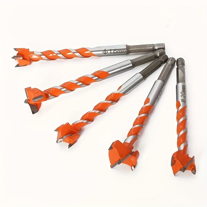 5-teiliges Hartmetall-Bohrer-Set für Holz und Schlösser – 45 Gauge Stahl Sechskant-Schäfte Präzisions-Bohrwerkzeuge