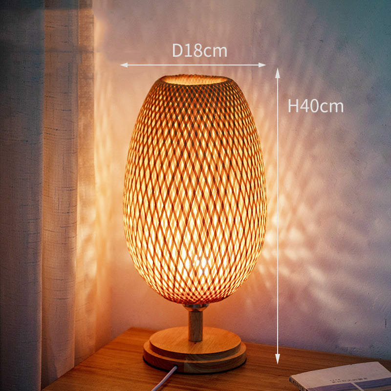 Bambus Gewebte Tischlampe im japanischen Stil Zen Schlafzimmer Wohnzimmer