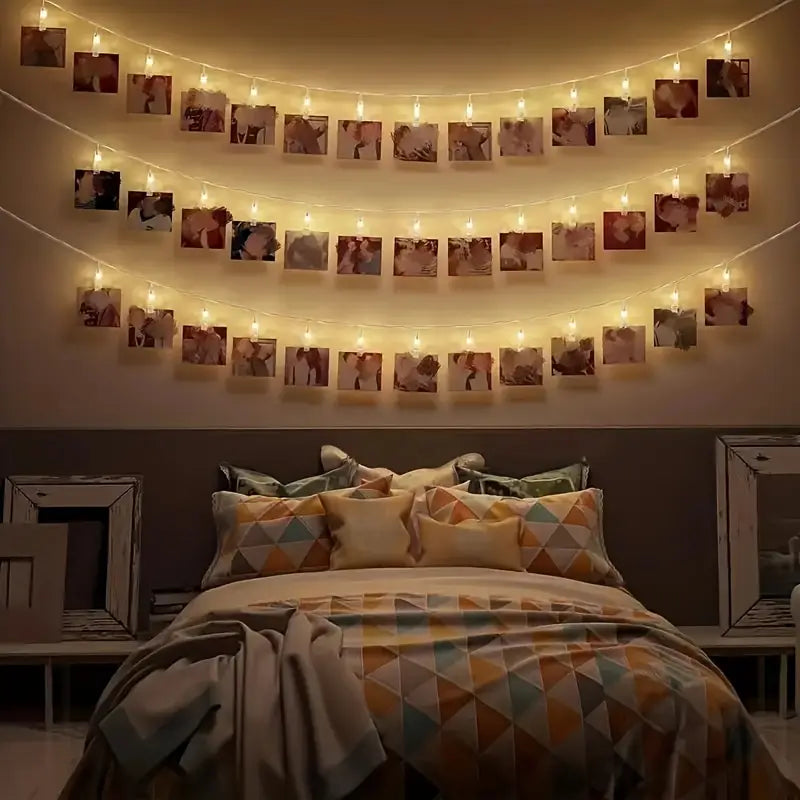 Sandsberg | LED Fotoclips Lichterkette mit Batteriebetrieb – Farbwechselnde Lichter zur Dekoration und Fotopräsentation