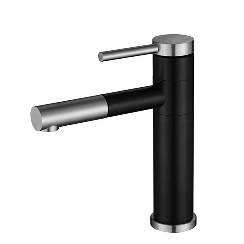 Sandsberg | Moderner Vessel Sink Wasserhahn Edelstahl Einhand Niedriger Bogen Ausziehbarer Vessel Wasserhahn