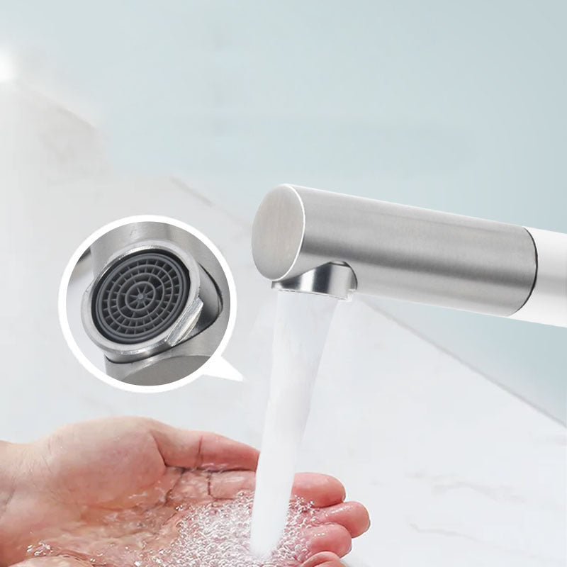 Sandsberg | Moderner Vessel Sink Wasserhahn Edelstahl Einhand Niedriger Bogen Ausziehbarer Vessel Wasserhahn