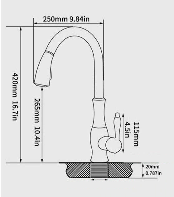 Sandsberg | Moderner Ausziehbarer Küchenmischer – Edelstahl 360° Schwenkbar mit Verlängerbarem Sprühkopf
