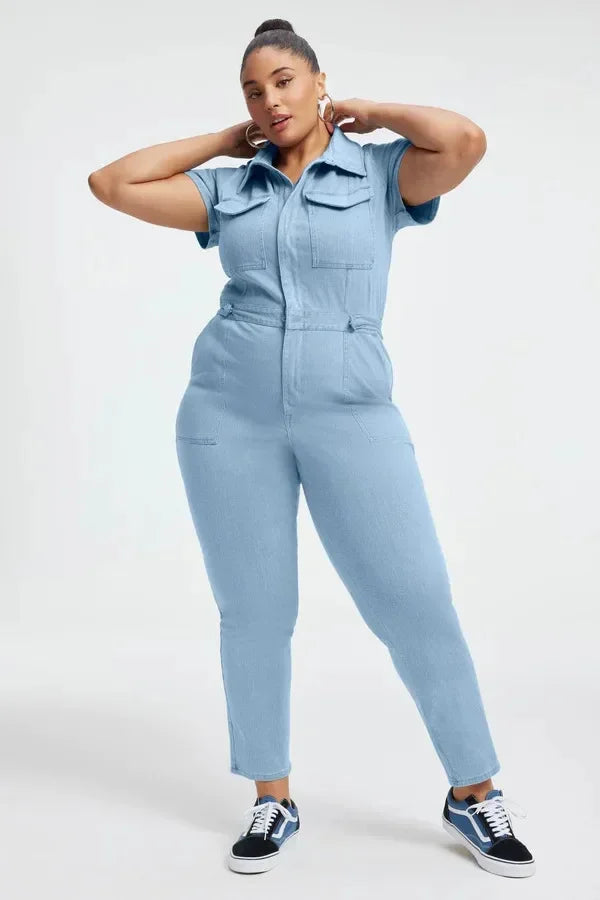 Dünner Denim-Overall in Stiefelform