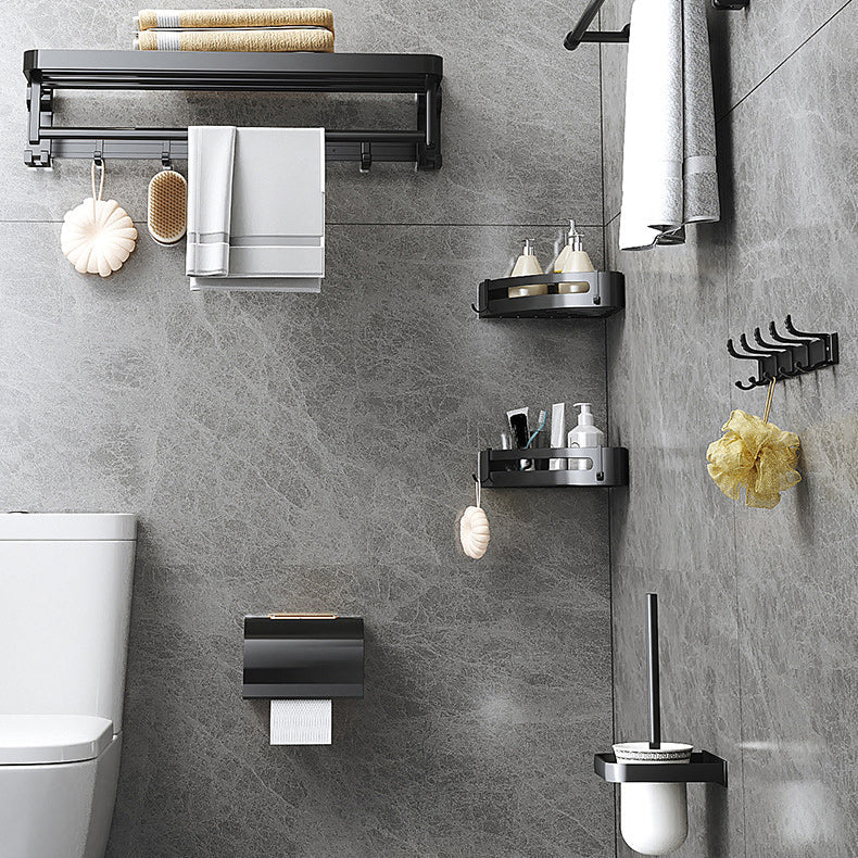Sandsberg | Modernes Matt-Schwarzes Badezimmer-Zubehörset mit Badregal/Handtuchhaken/Handtuchstange