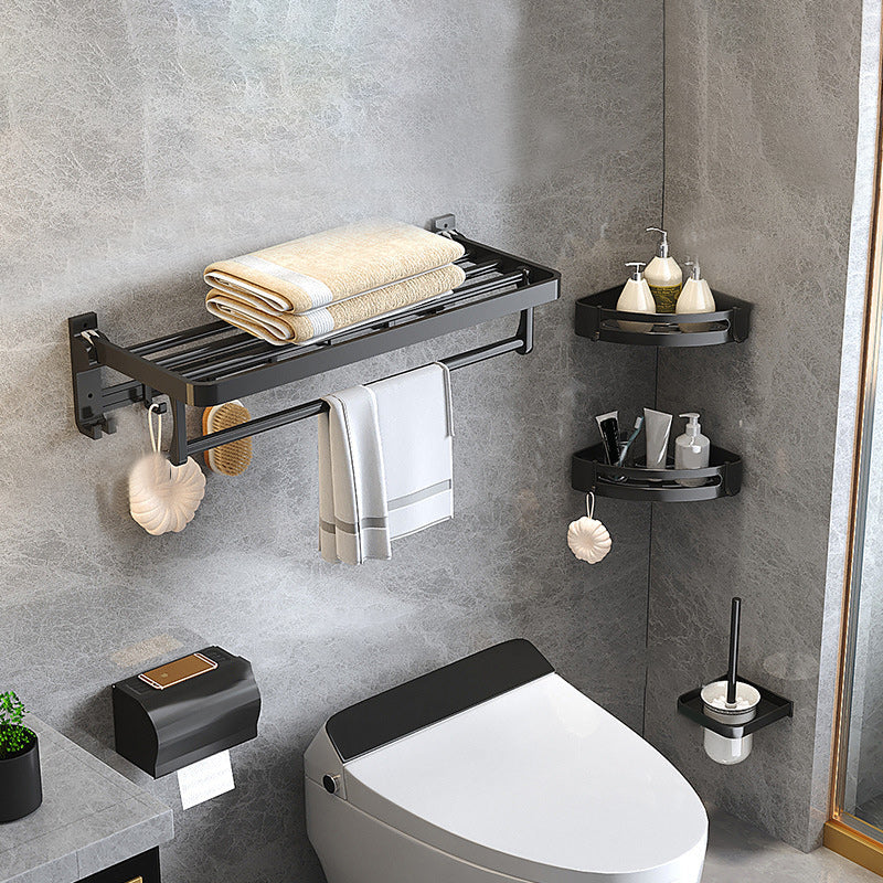 Sandsberg | Modernes Matt-Schwarzes Badezimmer-Zubehörset mit Badregal/Handtuchhaken/Handtuchstange
