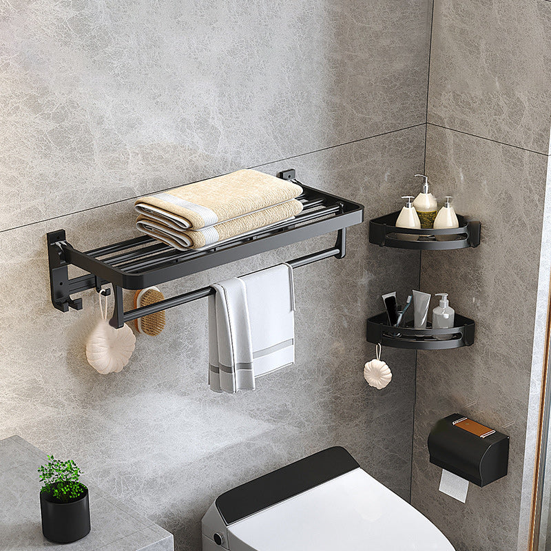 Sandsberg | Modernes Matt-Schwarzes Badezimmer-Zubehörset mit Badregal/Handtuchhaken/Handtuchstange