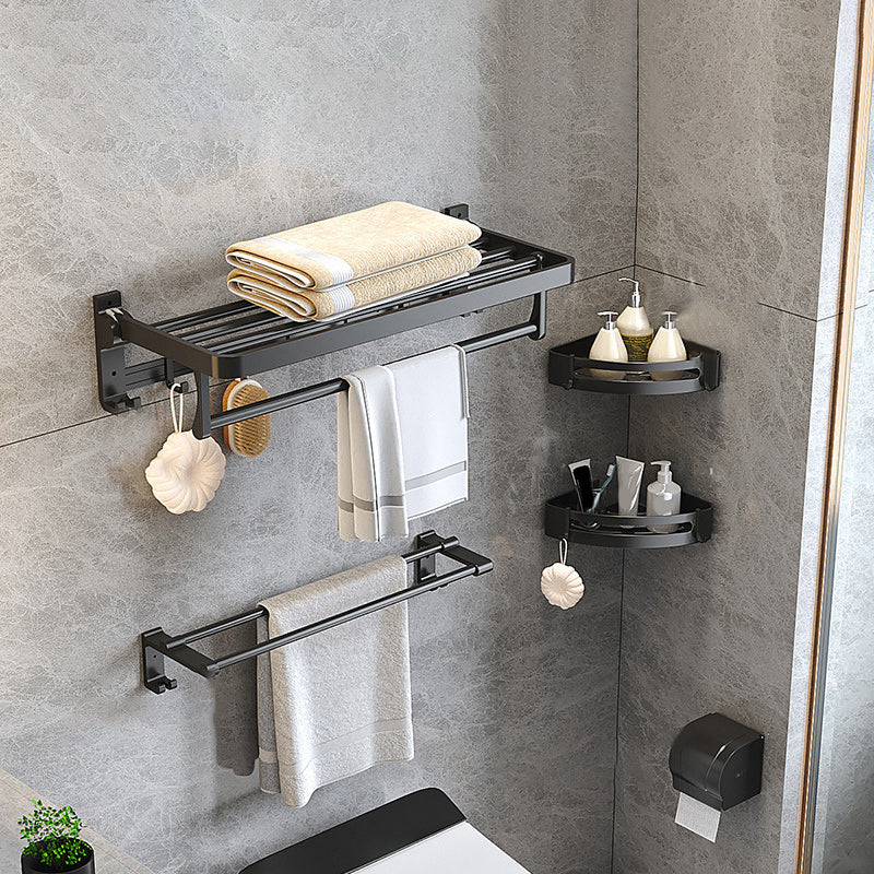 Sandsberg | Modernes Matt-Schwarzes Badezimmer-Zubehörset mit Badregal/Handtuchhaken/Handtuchstange