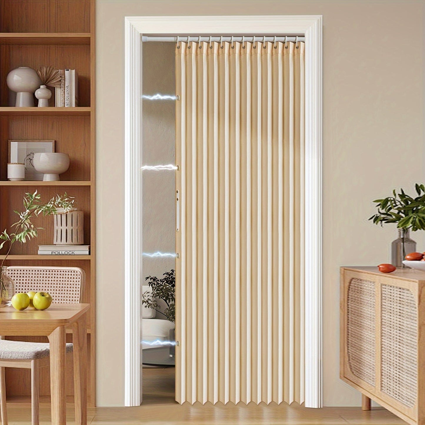Sandsberg | Bunte magnetische Faltenvorhang – Einfache Dekoration, platzsparender Raumteiler für Zuhause und Geschäft – Lebhaftes künstlerisches Design, maschinenwaschbares Polyester