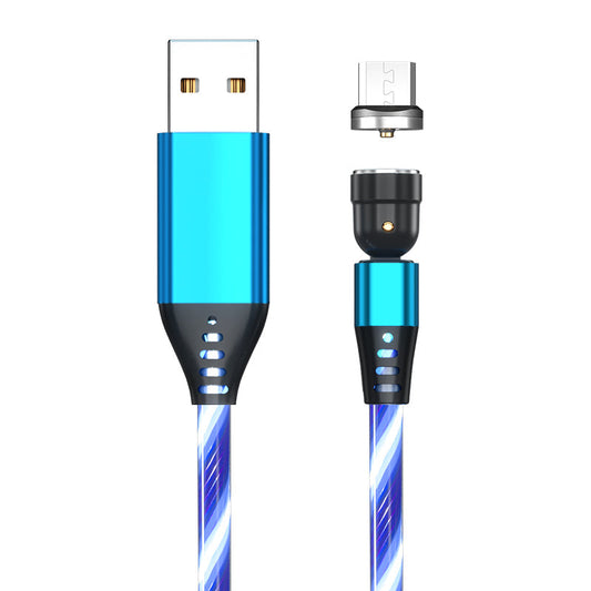 540 Rotate Luminous Magnetkabel 3A Schnellladekabel für Mobiltelefone für LED Micro USB Typ C für I-Telefonkabel